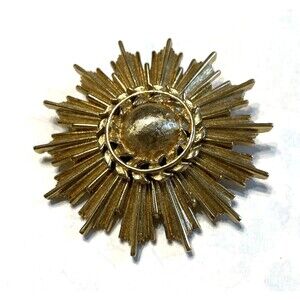 Vintage Monet Signed Gold Tone Starburst Brooch